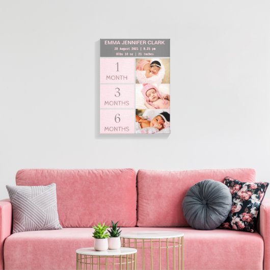 6フォトコラージュ子供部屋生まれたばかりのベビー月詳細 キャンバスプリント (インサイチュ (リビング))
