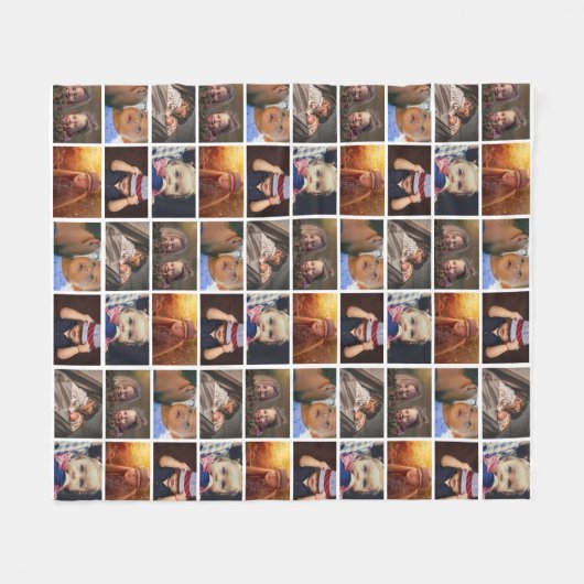 6フォトコラージュ家族の写真パターン フリースブランケット (正面(横))