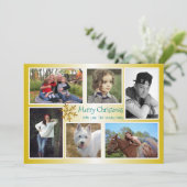 6フォトコラージュ家族クリスマス金ゴールド シーズンカード (スタンド正面)
