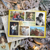 6フォトコラージュ家族クリスマス金ゴールド シーズンカード