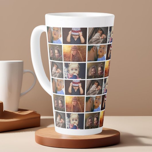 6フォトコラージュ家族フォトパターン記念 カフェラテマグ