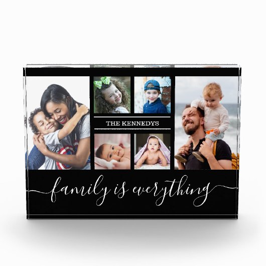 6フォトコラージュ引用文ファミパーソナライズされたリ名   フォトブロック (正面)