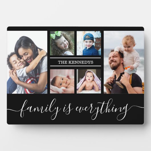 6フォトコラージュ引用文ファミリー名パーソナライズされた フォトプラーク (正面)