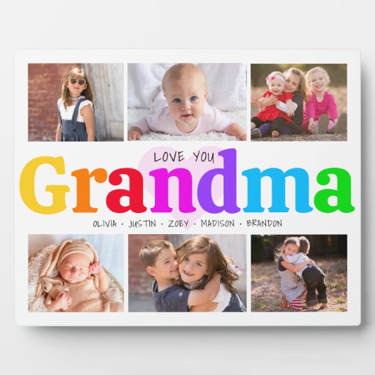 6フォトコラージュ愛おばあちゃんはっきりしたカラフル フォトプラーク (正面)