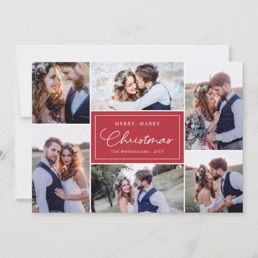 6フォトコラージュ新婚メリー者が赤と結婚 シーズンカード (正面)