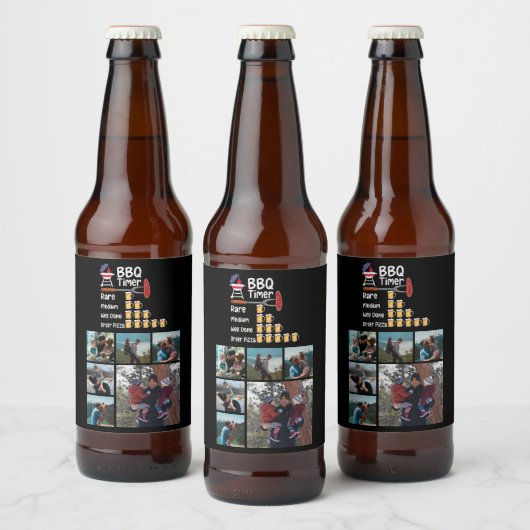 6フォトコラージュ父の日グリルタイおもしろいマーBBQ ビールラベル (ボトル)