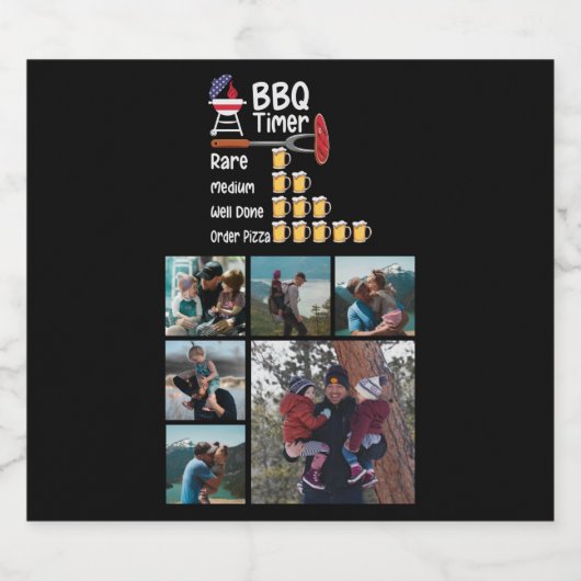 6フォトコラージュ父の日グリルタイおもしろいマーBBQ ビールラベル (シングルラベル)