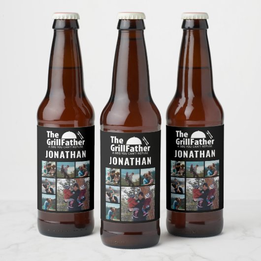 6フォトコラージュ父の日グリルファーザーBBQ ビールラベル (ボトル)