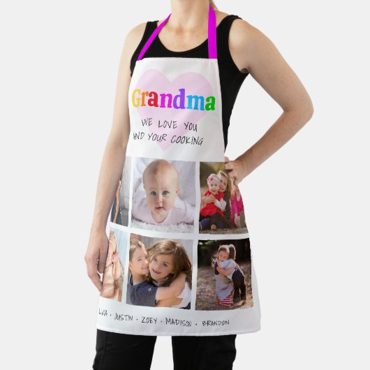 6フォトコラージュ私たちはおばあちゃんを愛カラフルすはっきりした エプロン (インサイチュ)