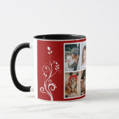 6フォトコラージュ葉赤いクリスマスファミリー マグカップ (左)