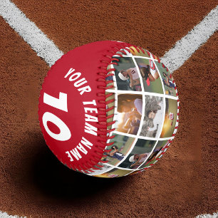 6フォトコラージュ赤いプレイヤー番号チーム名 ソフトボール