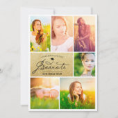 6フォトコラージュ金ゴールドグリッター卒業パーティー 招待状 (正面)
