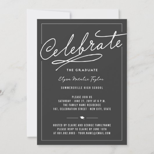 6フォトコラージュ金ゴールドグリッター卒業パーティー 招待状 (裏面)