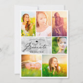 6フォトコラージュ銀箔シック卒業パーティー 招待状 (正面)