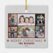 6フォトコラージュ雪クリスマスファミリー セラミックオーナメント (裏面)