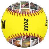 6フォトコラージュ黄色のプレイヤー番号チーム名 ソフトボール (裏面)