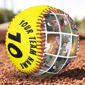 6フォトコラージュ黄色のプレイヤー番号チーム名 ソフトボール