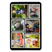 6フォトコラージュ黒自分の冷蔵庫を作成 マグネット (縦)