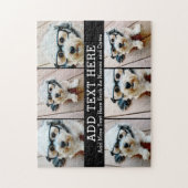 6フォトコラージュ2行の文字- – 黒を編集できる ジグソーパズル (縦)