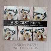 6フォトコラージュ2行の文字- – 黒を編集できる ジグソーパズル