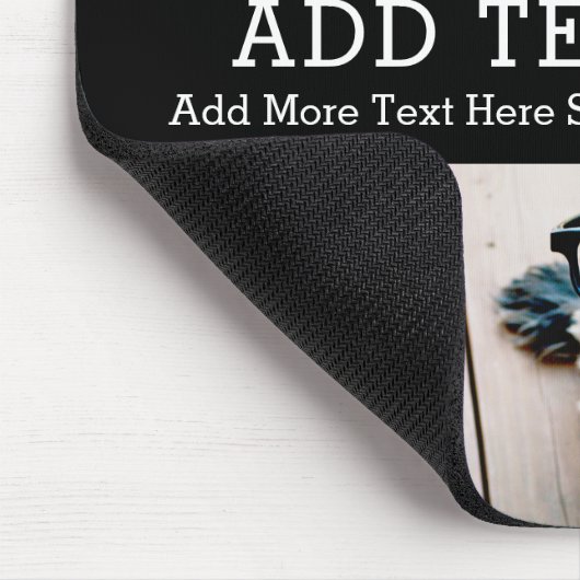 6フォトコラージュ2行の文字- – 黒を編集できる マウスパッド (コーナー)