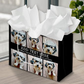 6フォトコラージュ2行の文字- – 黒を編集できる ラージペーパーバッグ