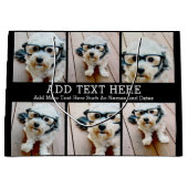 6フォトコラージュ2行の文字- – 黒を編集できる ラージペーパーバッグ (正面)