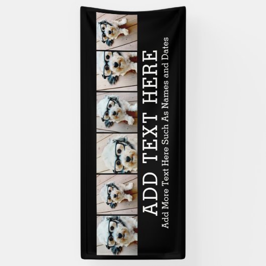 6フォトコラージュ2行の文字- – 黒を編集できる 横断幕 (縦)