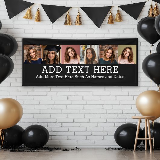 6フォトコラージュ2行の文字- – 黒を編集できる 横断幕