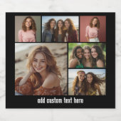 6フォトコラージュ(オプション)文字- – 黒い背景 ビールラベル (シングルラベル)