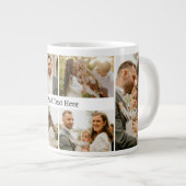 6フォトコラージュ – カスタム文字白黒 ジャンボコーヒーマグカップ (正面右)