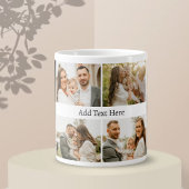 6フォトコラージュ – カスタム文字白黒 ジャンボコーヒーマグカップ