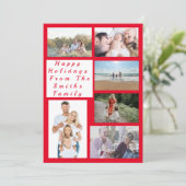 6フォトコラージュ – ハッピーホリデーレッドボタニカルカード シーズンカード (スタンド正面)