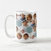 6フォトコラージュ – ファンキーハニカムパターン – 白 コーヒーマグカップ (左)