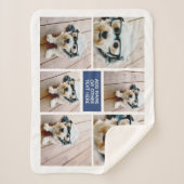 6フォトコラージュ、最大3行の文字 – 青 シェルパブランケット (正面)