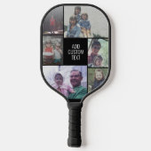 6フォトコラージュ – 黒 – 中央の白い文字 ピックルボールラケット (裏面)