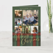 6フォトコラージュMerry Christmas金ゴールドスクリプトプレイド シーズンカード (正面)