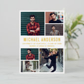 6フォトシャルボード卒業パーティー 箔招待状 (立ち正面)