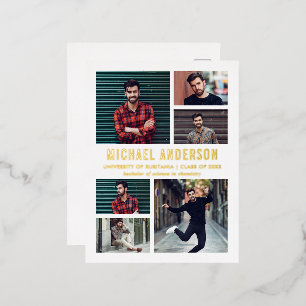 6フォトシャルボード卒業発表 箔招待状ポストカード