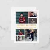 6フォトシャルボード卒業発表 箔招待状ポストカード (正面/裏面)