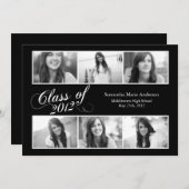 6フォトスクリプト卒業招待状-黒 招待状 (正面/裏面)