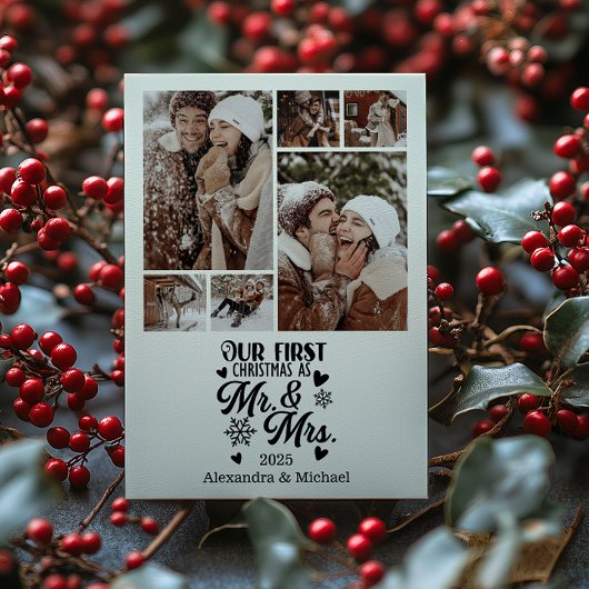 6フォトスノーフレークChristmas Mr. and Mrs. シーズンカード