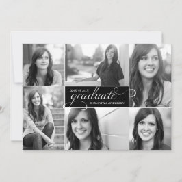 6フォトスモダンクリプト卒業招待状 – 黒 招待状