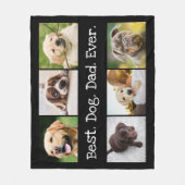 6フォトド最高のッグパパエバーコラージュ白黒  フリースブランケット (正面)