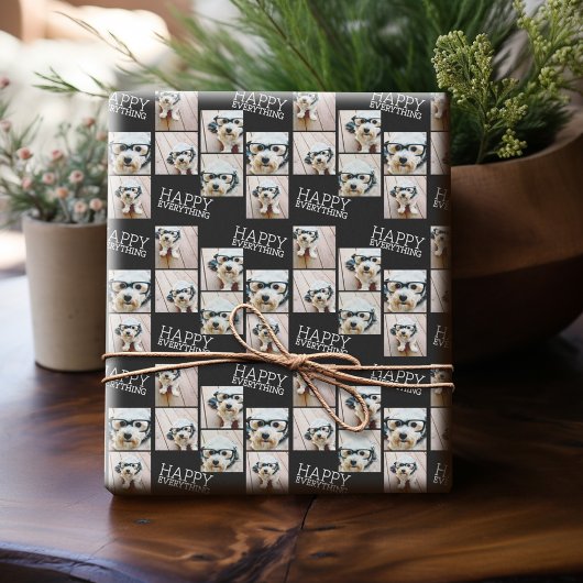 6フォトハッピーすべてミニマル白黒 ラッピングペーパー