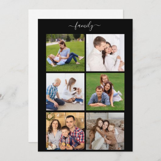 6フォトパーソナライズされたコラージュ家族、カスタム文字 シーズンカード (正面/裏面)