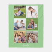 6フォトパーソナライズされたコラージュ家族、カスタム文字 フリースブランケット (正面)