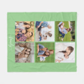 6フォトパーソナライズされたコラージュ家族、カスタム文字 フリースブランケット (正面(横))