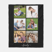 6フォトパーソナライズされたコラージュ家族、カスタム文字 フリースブランケット (正面)