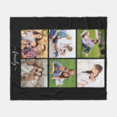 6フォトパーソナライズされたコラージュ家族、カスタム文字 フリースブランケット (正面(横))